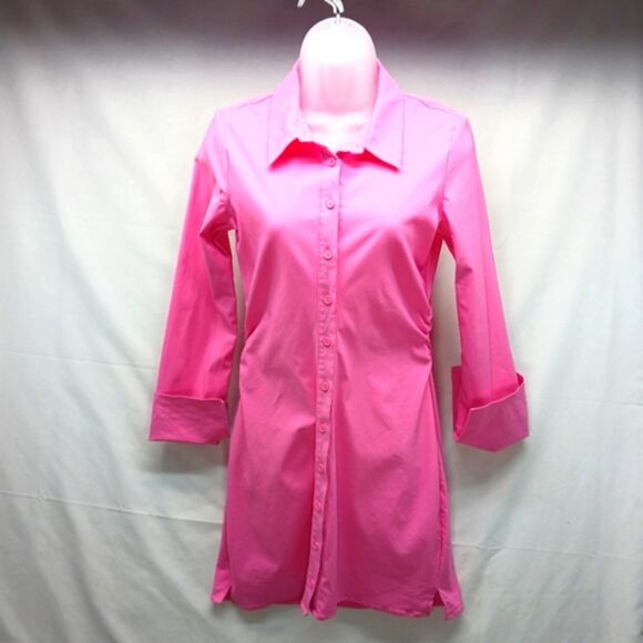 H&M Divide Pink BodyCon Shirt Dress Barbiecore, Feminine. Woman's Small......... - Picture 1 of 11